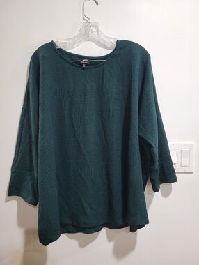 Bobeau Teal Textured Dolman Sleeve Top 2X | Flowy Cozy Knit